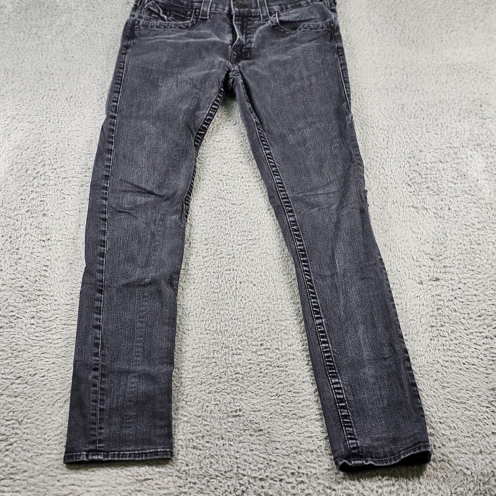 True Religion Jeans Womens 31 Black Skinny Flap Stretch Denim Made Mexico
